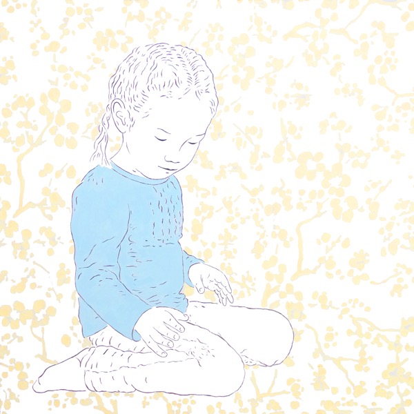 Girl with Blue Shirt, Childhood Memories 2, Reiner Strasser 2018, acrylic colour on canvas, 80*80 cm.