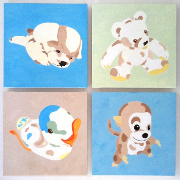 Toys, Childhood Memories, Reiner Strasser 2015, acrylic on canvas, 4* 60*60 cm.